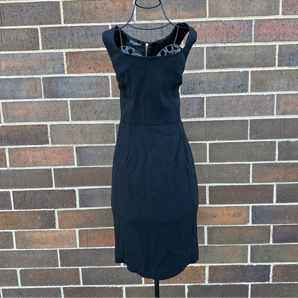 Dolce & Gabbana Black Midi Sheath Dress